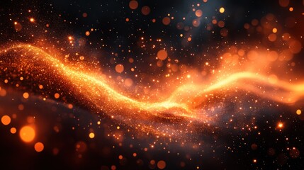 Fototapeta premium Golden cosmic swirl, bokeh background, digital art, website banner