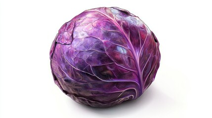 Fototapeta premium Isolated red cabbage, studio shot, white background, healthy food.