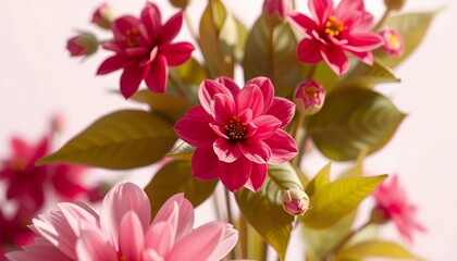 Vibrant Pink Dahlia Bouquet Closeup Photography