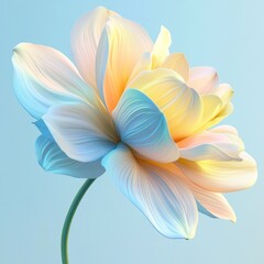 Pastel flower, studio shot, light blue background, serene