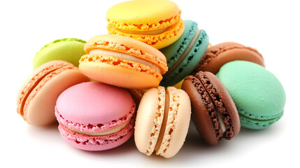 colorful macaroons isolated on white background