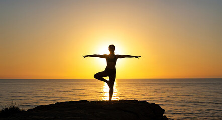 Fototapeta premium girl in yoga pose. healthy lifestyle, energy balance . Generative AI