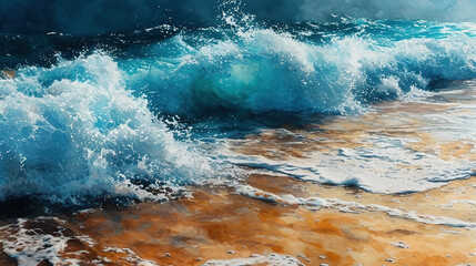 the waves of the sea beautiful oil painting on canvas seascape
