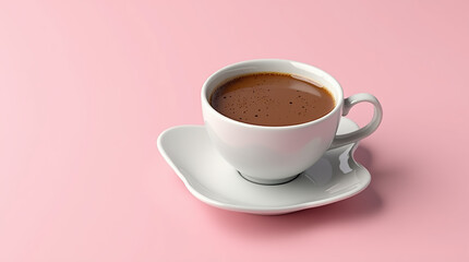 Coffee cup placed on a heart-shaped saucer.