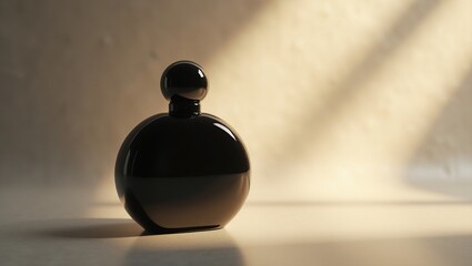 Elegant mockup of a black perfume bottle with generous copy space.