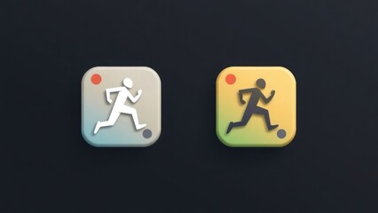Displays a silhouette of a runner. Running icon. icon has a modern and dynamic design, suggesting themes of fitness and energetic. users interested in running or fitness tracking app