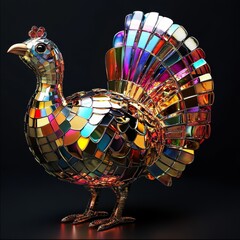 ornate mecha turkey thanksgiving 4k, high quality render, multicolor, vivid