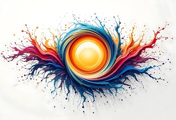 Abstract Colorful Swirling Paint Splash Design