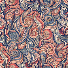 Obraz premium Abstract Swirl Seamless Pattern. Colorful Vector Art Background