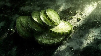 A fresh, crunchy cucumber sliced into rounds
