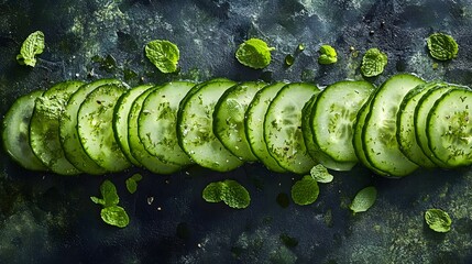 A fresh, crunchy cucumber sliced into rounds