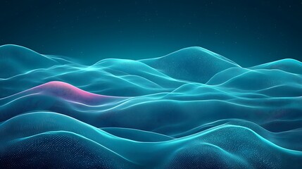 Abstract Teal Waveform Landscape Digital Art