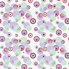 Seamless pattern of colorful circles on light background
