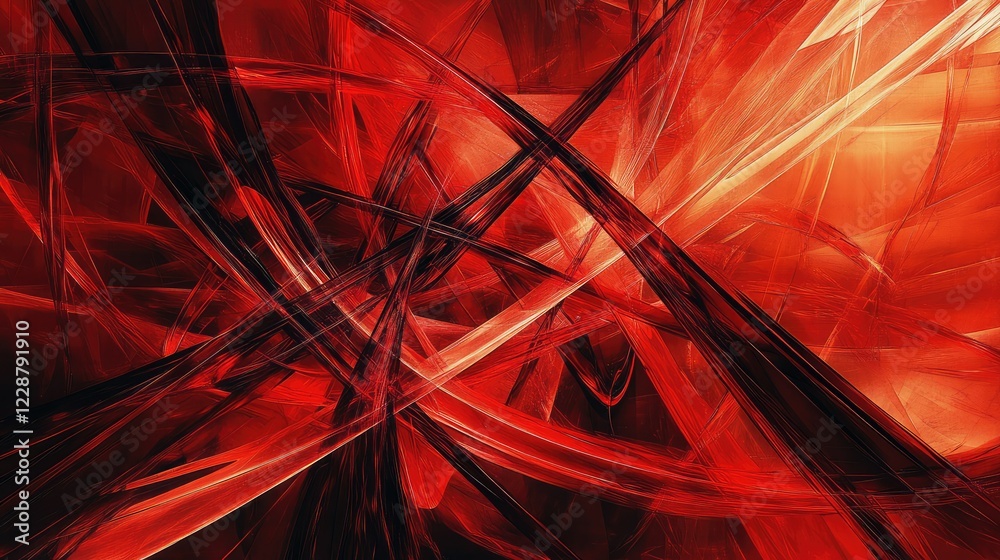 Poster abstract red pattern with dynamic lines and curves creating a sense of movement and energy ideal for