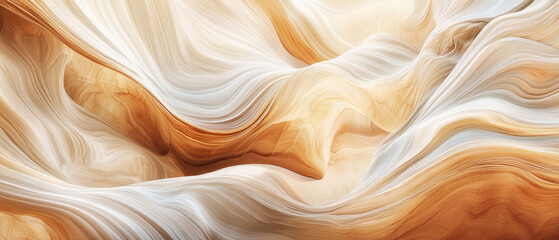 Obraz premium An abstract artwork featuring swirling patterns of beige and brown, resembling the textures found in sandstone rock formations, generative AI