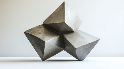 a sculpture made out of 4 geometric shapes that can rotate individually, isolated on a white background