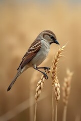 Fototapeta premium Closeup of a Sparrow about to take flight