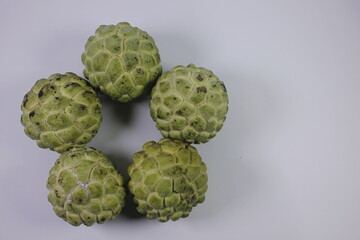 Isolated photo of Srikaya fruit. It has a sweet taste and there are lots of seeds