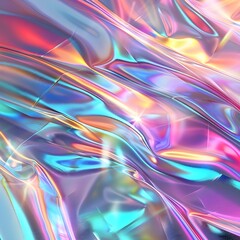 an abstract close-up shot of a shimmering, iridescent material. The material appears to be a type of plastic or film