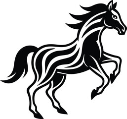 Modern fierce horse vector illustration, fierce horse silhouette vector art, Premium quality fierce horse vector design