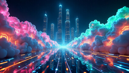 Obraz premium 情報技術と運用技術がもたらす企業のDX推進とデジタルシステムの統合. 生成AI