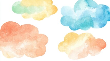 Colorful Watercolor Clouds for Creative Designs and Art
