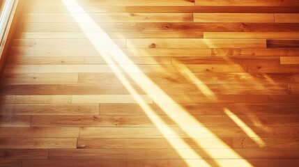Warm Natural Light Streaming Over Wooden Floor Panels