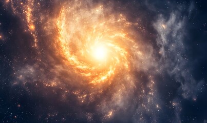 Fiery Spiral Galaxy, Cosmic Dust, Nebula, Space Background, Astronomy, Science Fiction, Wallpaper