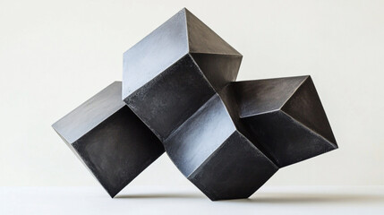 a sculpture made out of 4 geometric shapes that can rotate individually, isolated on a white background