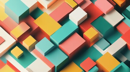 Vibrant Geometric Composition of Colorful Rectangles and Squares Creating a Dynamic Abstract Background for Modern Artistic Concepts