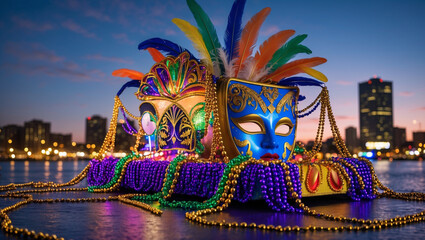 Obraz premium Vibrant Mardi Gras Mask for Carnival Party Celebration