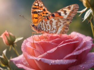 Rose with butterfly, elegant, luxury, clean, smooth, elegant, beautiful, highly detailed, sharp focus, studio photography, xf iq 4, 1 5 0 mp, 5 0 mm, iso 2 0 0, 1 / 1 6 0 s, realistic, natural light, 