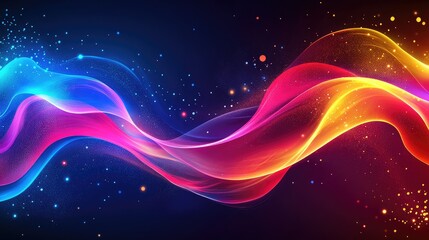 Vibrant Abstract Waves of Light with Colorful Gradients in a Dark Background, Creating a Dynamic and Captivating Visual Experience