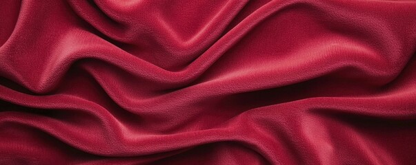 Obraz premium A close-up of luxurious, deep red fabric showcasing elegant folds and a soft texture.