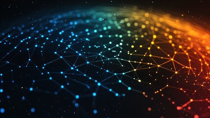 Obraz premium Abstract digital network with colorful connections representing data flow.