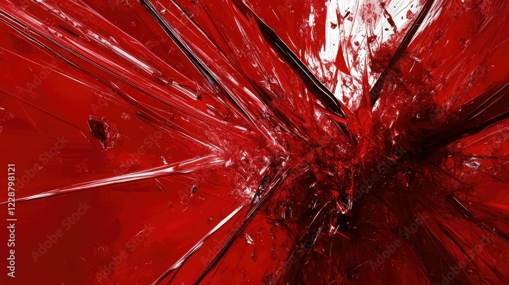 Poster abstract red explosion with sharp rays and dynamic lines creating an intense and energetic visual im