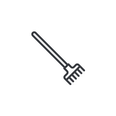 Gardening rake line icon