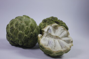 Isolated photo of Srikaya fruit. It has a sweet taste and there are lots of seeds