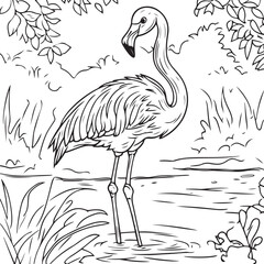 illustration of a flamingo kids coloring page