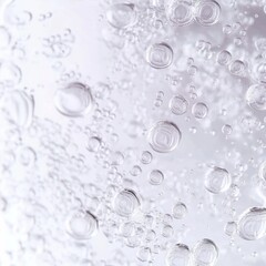 Close-up water bubbles, texture, background blur, skincare ad