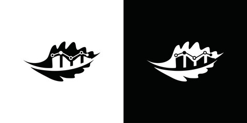 simple leaf and chart logo vector