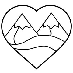 Elegant Line Art Mountain in a Heart