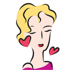 girl with heart doodle style contour