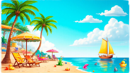 Obraz premium tropical beach with palm trees