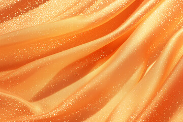 Glittering Orange Satin Fabric Background – Shiny, Elegant, and Luxurious Textile with Sparkling Details. Perfect for Fashion, Branding, Design, and Decorative Concepts. High-Quality Draped Cloth Text