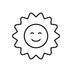 Sun icon isolated on a white background. Vector illustration.