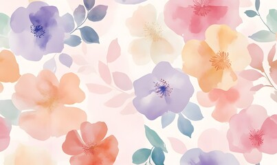 a beautiful flat lay of gorgeous rainbow multicolored garden flowers and leaves, Generative AI