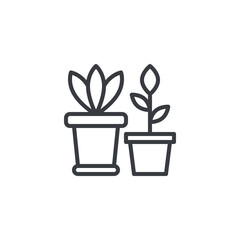 Obraz premium Herbs growing in pots line icon