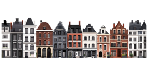 isolated silhouette of houses