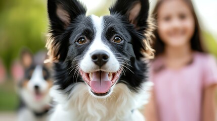 Fototapeta premium National Pet Day shelter happiness, family smiling as they leave a shelter with their new pet, bright and hopeful tone